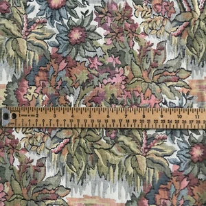 Vtg Green Pink Multi Color Flower Print Tapestry Upholstery Fabric 54” X 56” - Picture 1 of 11