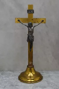 + Bella croce da altare antica, tutta in ottone, originale d'epoca, 15 1/4" ht. + (CU768) - Foto 1 di 10