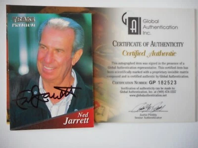 Ned Jarrett signed 1994 TRAKS PREMIUM 1961 &65 CHAMPION GN/WC Card #123 GA-CERT - Image 1 of 3