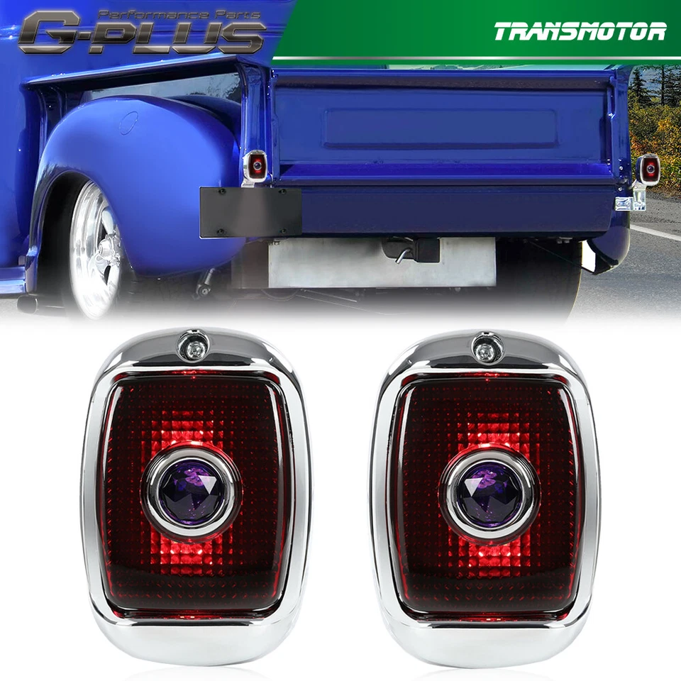 Fit For 40-53 Chevy GMC Truck Rear Black Blue Dot Tail Lights Lamps LH & RH Side - Image 1 of 4