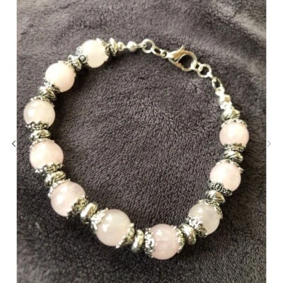 Pulsera Cristal Natural Rosa Cuarzo Cuentas Foto 1 de 3