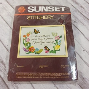 Vintage 1983 Sunset Stitchery Stickpackung #747 To Love... Neu aus altem Lagerbestand Neu in Verpackung - Bild 1 von 4