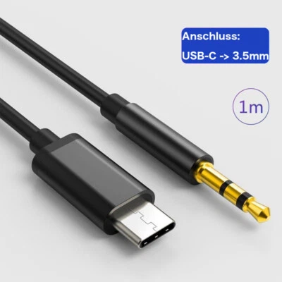 USB-C Aux Kabel Audio USB C Adapter Klinke 3,5mm Samsung Iphone 15 16 schwarz - Bild 1 von 3