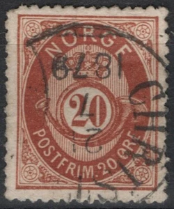 5469 Norway 1877-78, NK 27, canc. Christiania 21-7-1879. (tagremark) - Picture 1 of 1