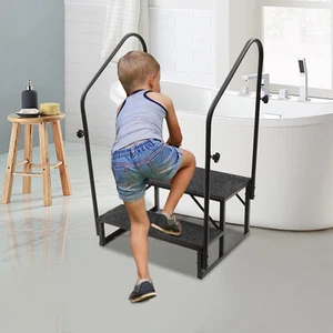 2 Step RV Stairs, Hot Tub Steps, Outdoor Spa Step Ladder with Handrail,Portable - Picture 1 of 14
