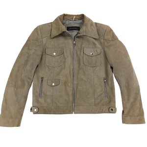 Tahari suede leather moto biker bomber jacket Sz L Large - Picture 1 of 6