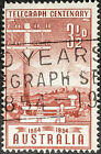 Stamp Australia Sg275 1954 3 1/2D Telegraph System Used