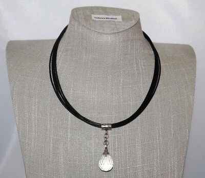 Collar Colgante Silpada Cuarzo Facetado Sobre Cuero Negro Plata de Ley N1494 Foto 1 de 4