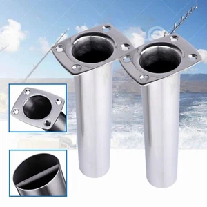 2X Stainless Steel Marine Boat Fishing Rod Holder 90 Degree Flush Mount  - Picture 1 of 6