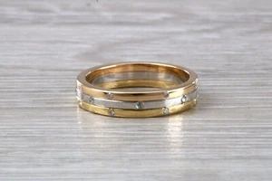 Three Tone Circle Diamond set Wedding Band, Platinum, 18ct Rose and Yellow Gold - Picture 1 of 9