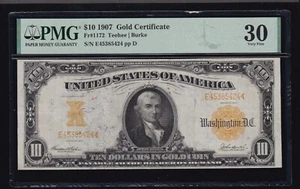 US 1907 $10 Gold Certificate FR 1172 PMG 30 Ch VF (424) - Picture 1 of 2