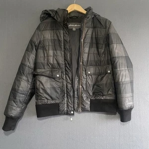 Eddie Bauer Women's Hooded Coat Bomber Jacket - Grey Size S Full Zip - Picture 1 of 15