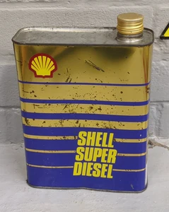Vintage French Shell Super Diesel 15w/30 Oil 2 Litre Tin / Can (SH22) - Picture 1 of 13