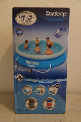 Bestway FastSet Pool Set + Filterpumpe 366x76cm Quick Schwimmbad Gartenpool NEU! - Bild 1 von 4