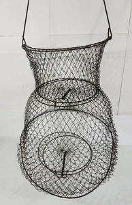 Vintage Fishing Metal Live Bait Basket Cage Collapsible Net Fish Keeper 14" - Picture 1 of 7
