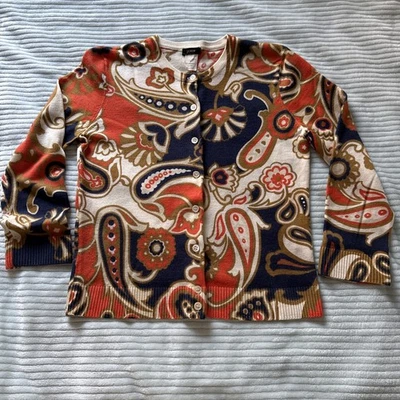 Cárdigan J Crew Lana Merino Cachemira Naranja Azul Marino Pequeño Damas Otoño S Damas Foto 1 de 4
