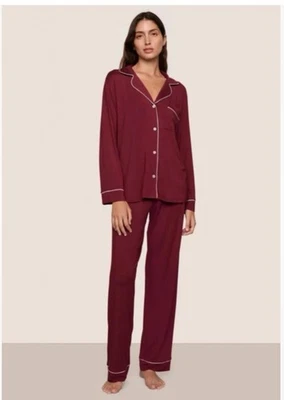 Eberjey Gisele TENCEL™ Modal Long PJ Set Size Small Bordeaux/Ivory  - Image 1 of 4