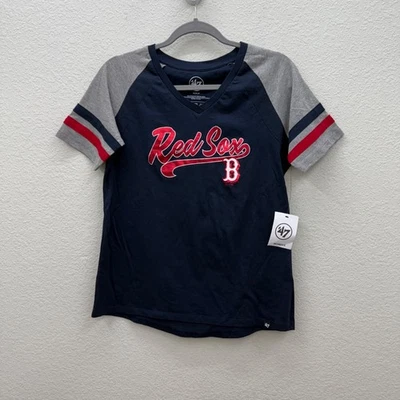 47 Boston Red Sox Short Sleeve Cotton Vneck T Shirt Top Womens size Medium NEW - Image 1 of 4