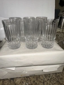 Set Of 8 Vtg Fostoria Heritage Highball Crystal Drinking Glass Discontinued 5.5” - Picture 1 of 9