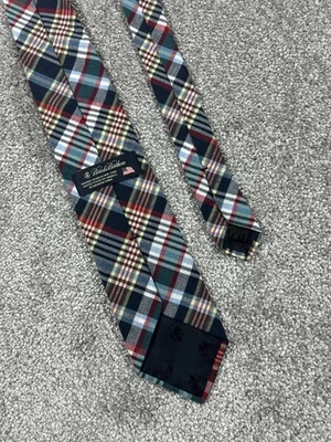 Corbata a Cuadros Brooks Brothers Madrás Algodón Hecha en Estados Unidos Azul Rojo Amarillo Foto 1 de 4