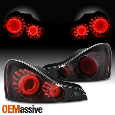 [GTR Style]Fit 2008-2015 G37 / Q60 Coupe 3D LED Tube Tail Lamp Blk Smoke Housing - Image 1 of 4