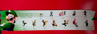 РЕДКИЙ плакат временной шкалы Nintendo 1985 - 2013 Super Mario Luigi 36 дюймов x 8 дюймов новый в Tu - Изображение 1 из 3