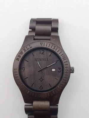 Bewell Reloj Hombre Analogico Madera Cuarzo Marrón Batería Nueva Funcionando Foto 1 de 4