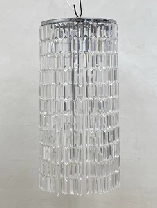 Large Commissioned 88cm Drop Baguette Cut Glass & Chrome Chandelier - Picture 1 of 9