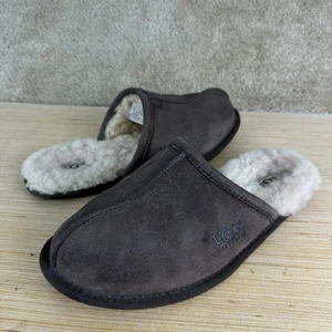 Zapatilla UGG para Hombres 9 Cuero 5173 Piel de Oveja Forrada Deslizable Gris Oscuro - Imagen 1 de 9