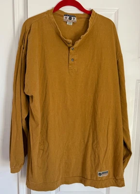 FERRUCHE CASUAL BASICS- LONG SLEEVE MUSTARD YELLOW. 3 BUTTONED COTTON SHIRT! XL - Image 1 of 4