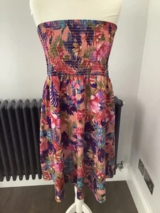 Primark, Ladies Summer Floral Bandeau Boob Tube Beach Dress, Size 14/16 - Picture 1 of 4