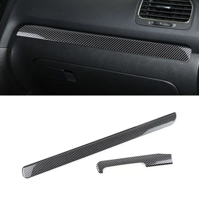 2x RHD Carbon Fiber Front Dashboard Panel Cover ABS For VW Golf 6 MK6 2008-2013 - Image 1 of 4