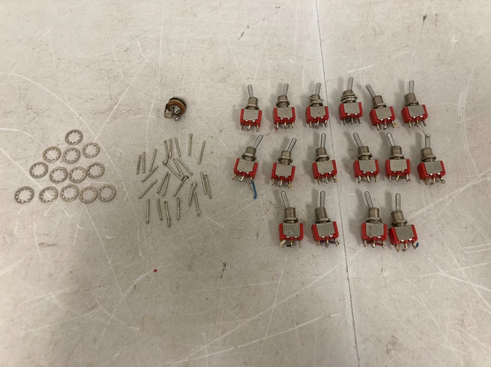 16X Red 3 Pin 3 Position ON-OFF-ON SPDT Mini Momentary Toggle Switch MTS-123 AC - Image 1 of 4