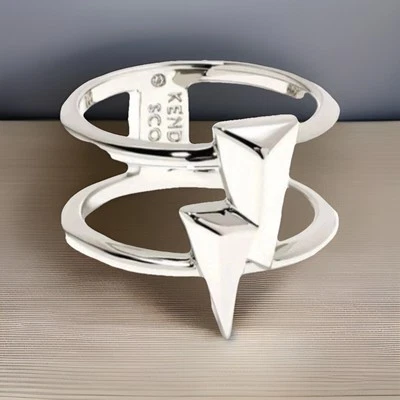 Anillo Kendra Scott Lightning Bolt Doble Banda, Tono Plateado, Talla 8 Foto 1 de 4