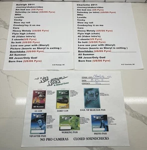 Kid Rock Set Lists + Credential Guide Charlotte & Raleigh 2011 Born Free Tour - Picture 1 of 6