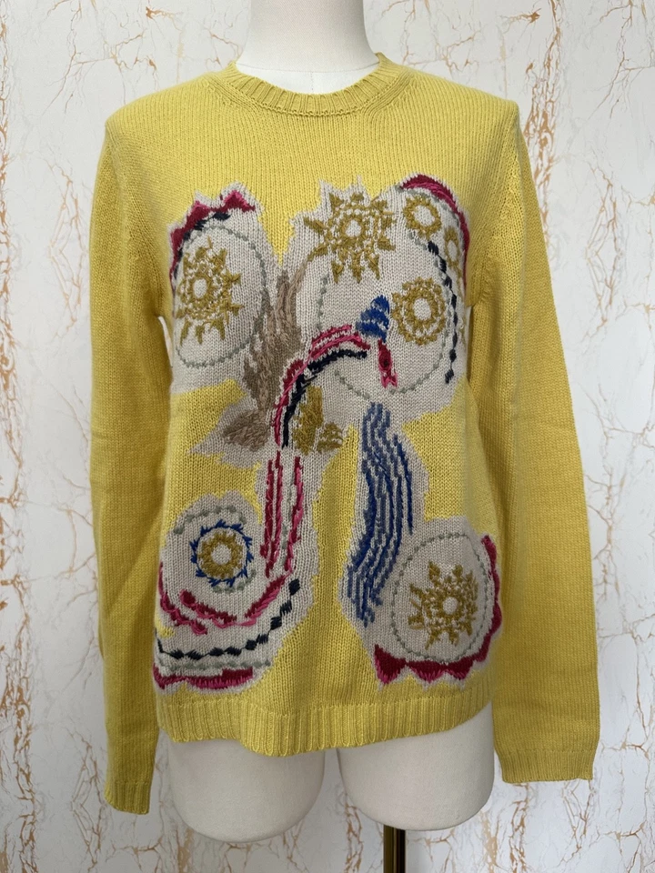 ML1 CHRISTIAN DIOR AMARILLO BORDADO CACHEMIR SUÉTER TOP 40 Foto 1 de 4