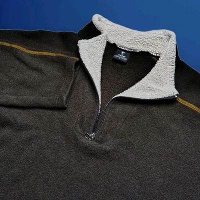 Suéter Pullover Kuhl Alfpaca Polar 1/4 Cremallera Para Hombre Talla L Marrón Forrado Sherpa Foto 1 de 4