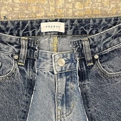 Женские прямые джинсы PacSun 23 дюйма талия мешковатые синие двухцветные - Изображение 1 из 4