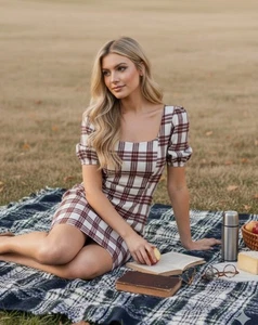 VESTIDO SAGE The Level pequeño Tennessee Preppy Plaid Academia Manhattan Picnic - Imagen 1 de 16