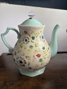 Pioneer Woman Teapot Blue Floral Glass Knob 7”x10” - Picture 1 of 9