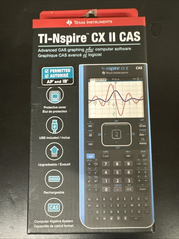 Sealed Texas Instruments TI-Nspire CX II CAS Graphing Calculator Black | Blue - Image 1 of 1