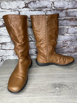 Botas de montar Hush Puppies misteriosas de cuero marrón con cremallera lateral para mujer 8,5 M EE. UU./40EU Foto 1 de 4