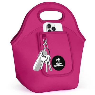 Bolsa de almuerzo de neopreno aislada para mujer - Bolso de almuerzo plegable con bolsillo frontal... Foto 1 de 4