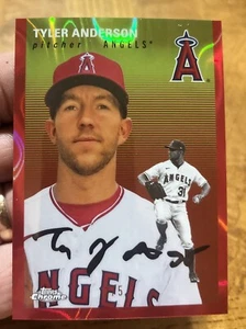 2023 Topps Chrome Platinum Anniversary Tyler Anderson 3/5 Red Wave Refractor - Picture 1 of 2