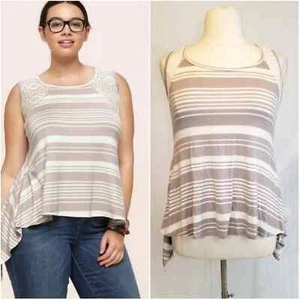 NWT Loralette by Avenue Sharkbite Hem Crochet Tank Shirt Plus Size: 1X (14/16) - Picture 1 of 7