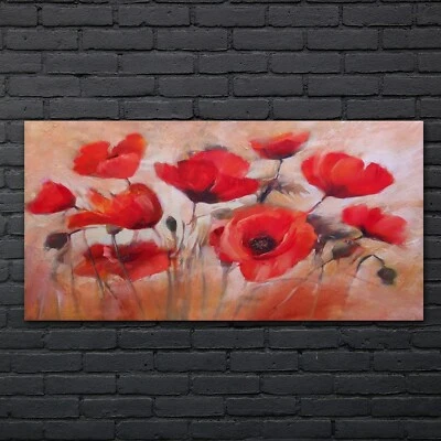 Gemälde Blumen Mohnblumen Kunst 140x70 Acrylglasbild Plexiglas Wandbild - Bild 1 von 4