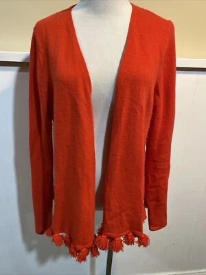 Cárdigan Calypso St. Barth Marfil Rojo 100% Cachemira Frente Abierto Damas Grande Foto 1 de 4