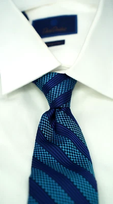 Corbata Ted Baker Azul Rayas Nueva con Etiquetas $80 ¡Sin Reserva! Foto 1 de 4