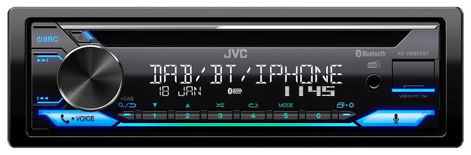 JVC KD-DB922BT CD/MP3-Autoradio DAB Bluetooth USB iPod AUX-IN - Bild 1 von 4