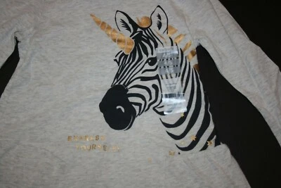 Nueva Camiseta Top Carter's Girls Cebra Metálica Cuerno Dorado Melena 5 6 8 14 años Dobladillo con Volantes Foto 1 de 3